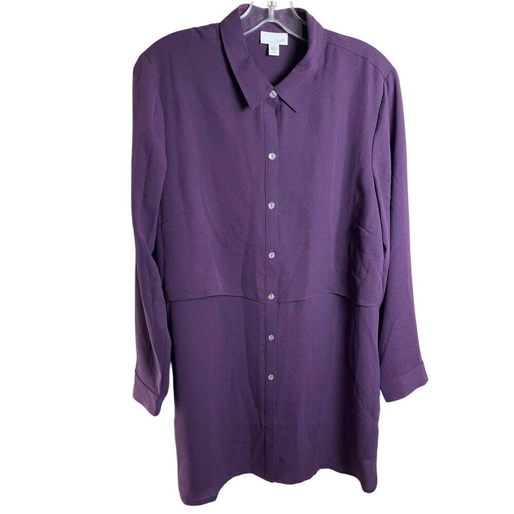 J. Jill | Women's Size M-Petite Purple Layered Button Down Shirt Top